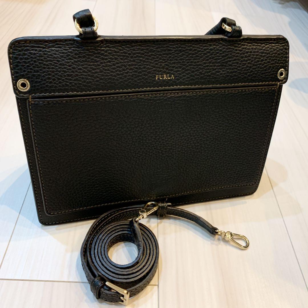 FURLA LIKE ライク トップハンドル ハンドバッグ レザー 黒 3WAY