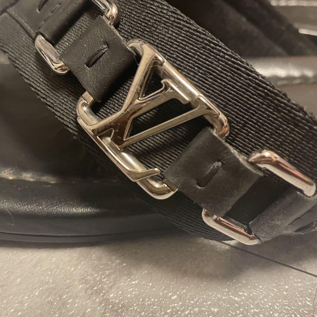 ルイヴィトン　トングサンダル　ビーチサンダル　ブラック　レザー LV 6.5