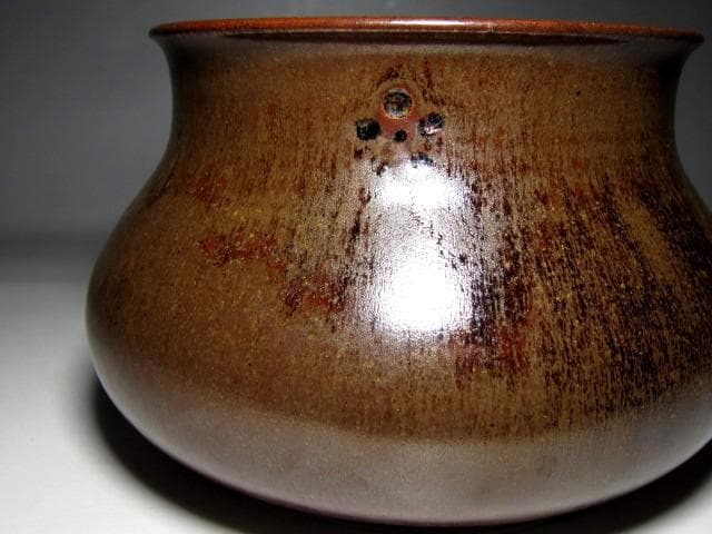 膳所焼 エフゴ建水 栞付 表千家十三代 即中斎花押 e789 膳所焼 エフゴ建水 栞付 表千家十三代 即中斎花押 e789