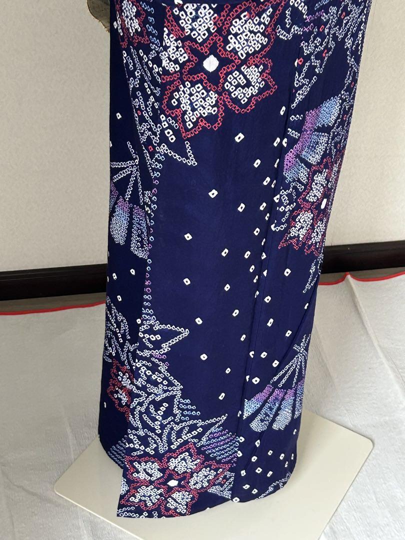 有松鳴海絞り　浴衣　高級　伝統工芸　扇舞草花文