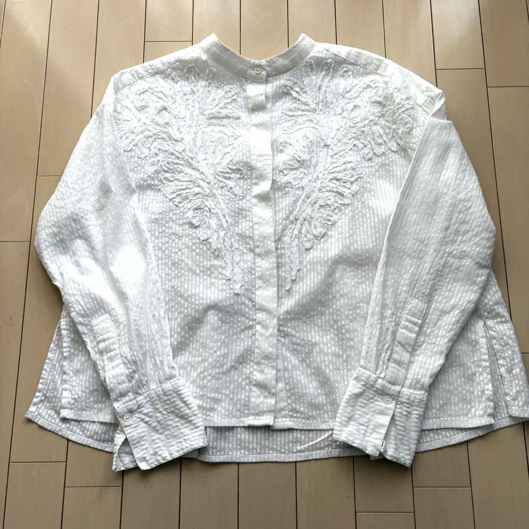HOUSE OF LOTUS 刺繍入り長袖シャツ　サッカー生地