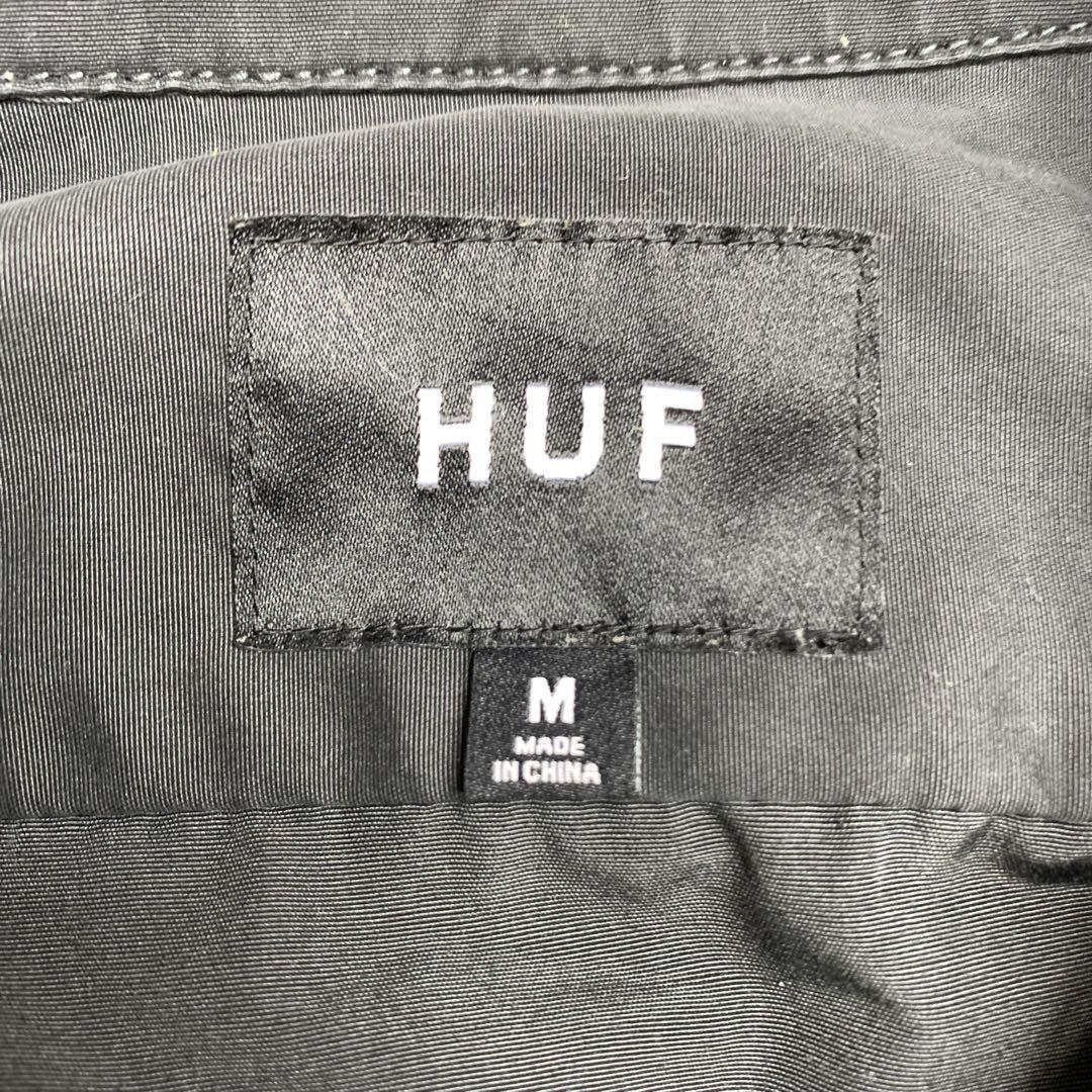 美品 HUF ハフ コーチジャケット バックプリント マットブラック