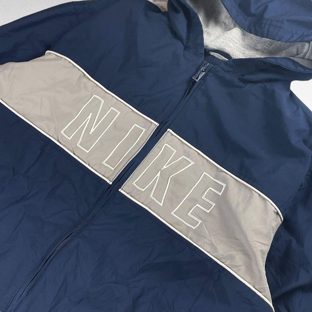 【00s】 ナイキ M相当 ナイロンジップパーカー 裏地付き ナイキ NIKE ナイロン ジャケット ジップ パーカー アウター (Nike