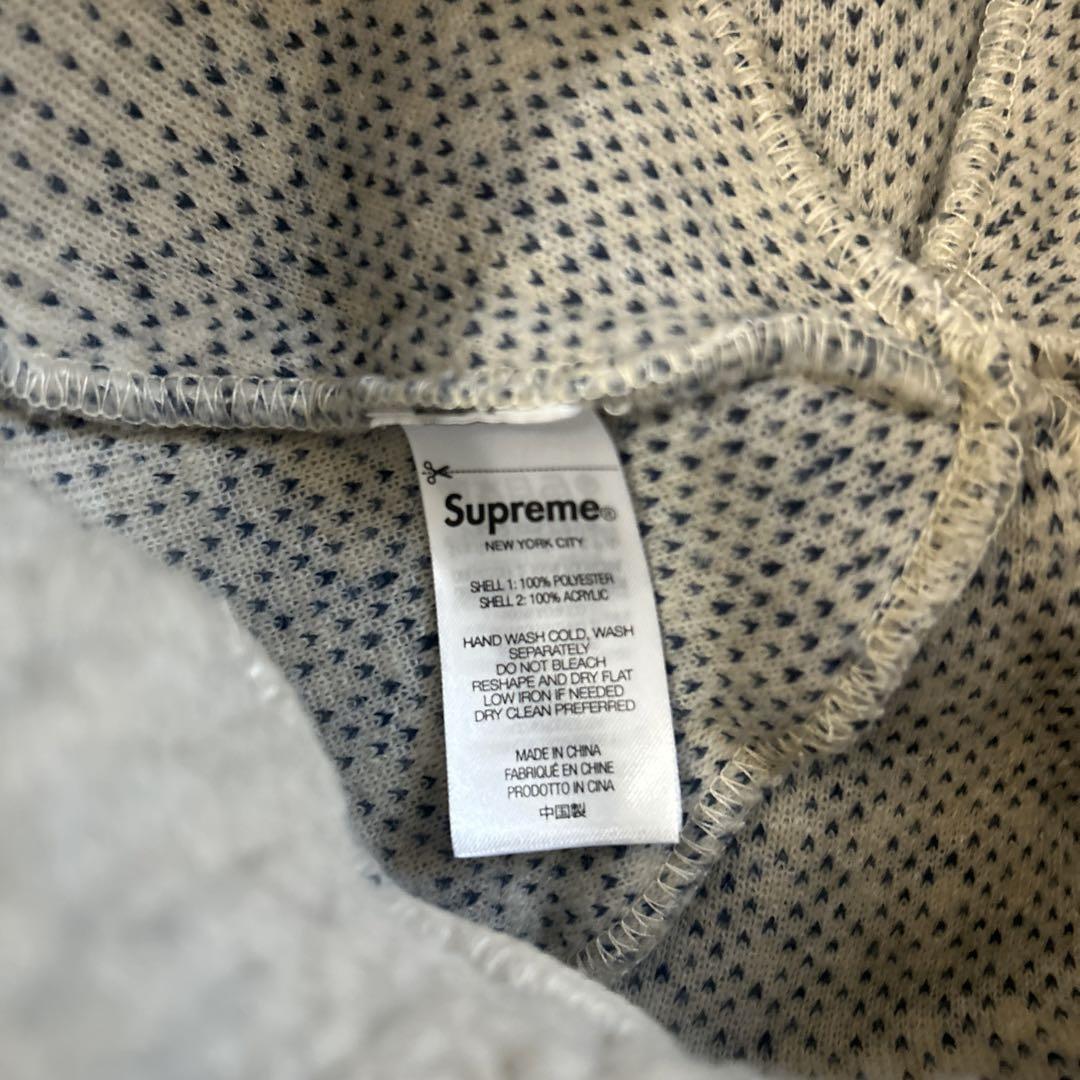 SUPREME フリースニット帽 グレー ホワイト ビーニー