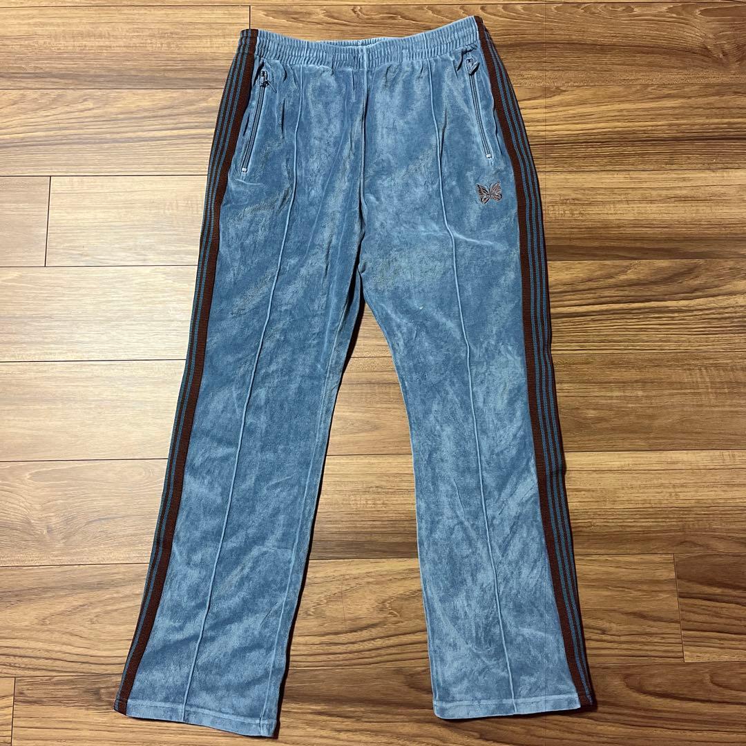 NEEDLES ベロア M ブルー ニードルス トラックパンツM Needles