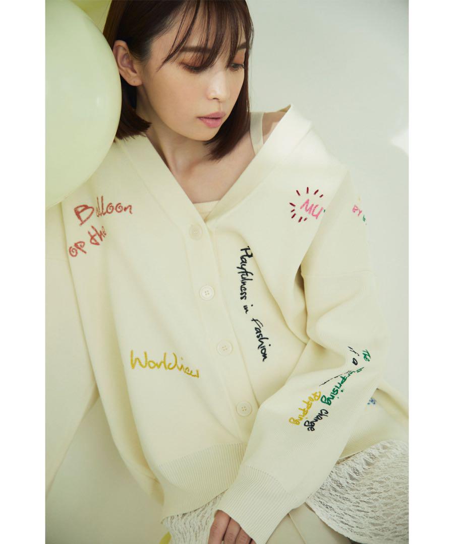 超爆安 6/27限定⭐️ココディール オフ ロゴ刺繍ニットカーディガン トップス