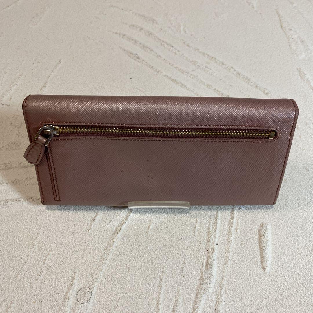 PRADA プラダ長財布　フラップ式　Wホック　サフィアーノレザー　ピンク