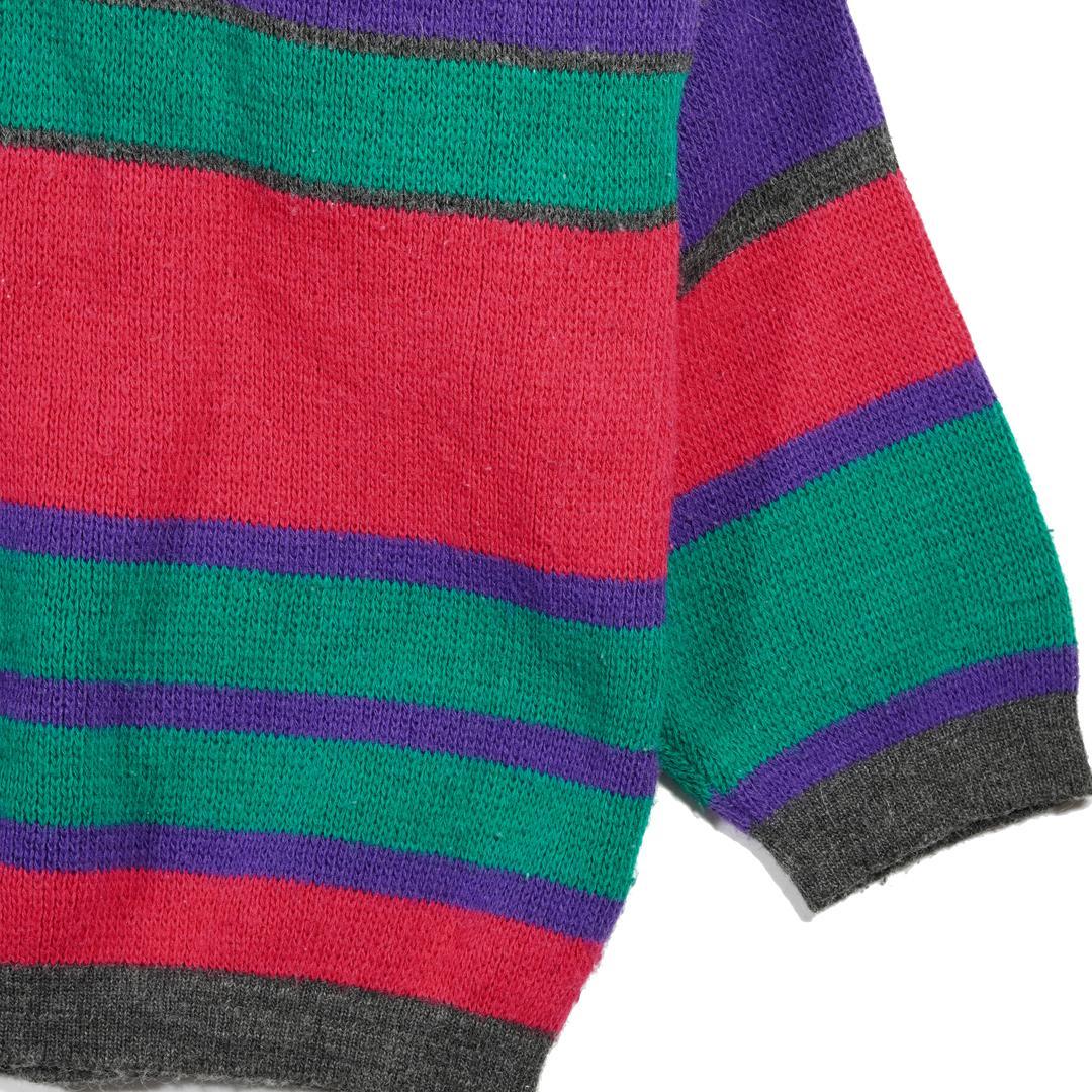 激安の ヴィンテージ ドイツ製 80s マルチボーダー ニット カラフル トップス