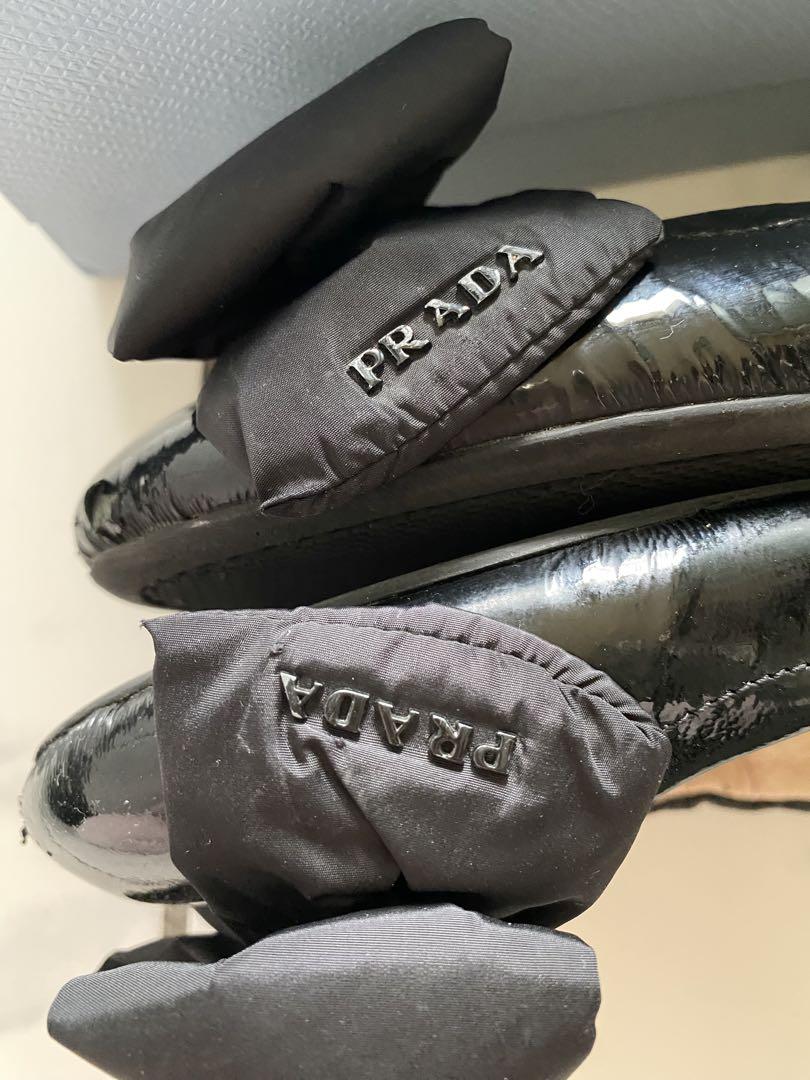PRADA リボン　バレエシューズ ブラック　36