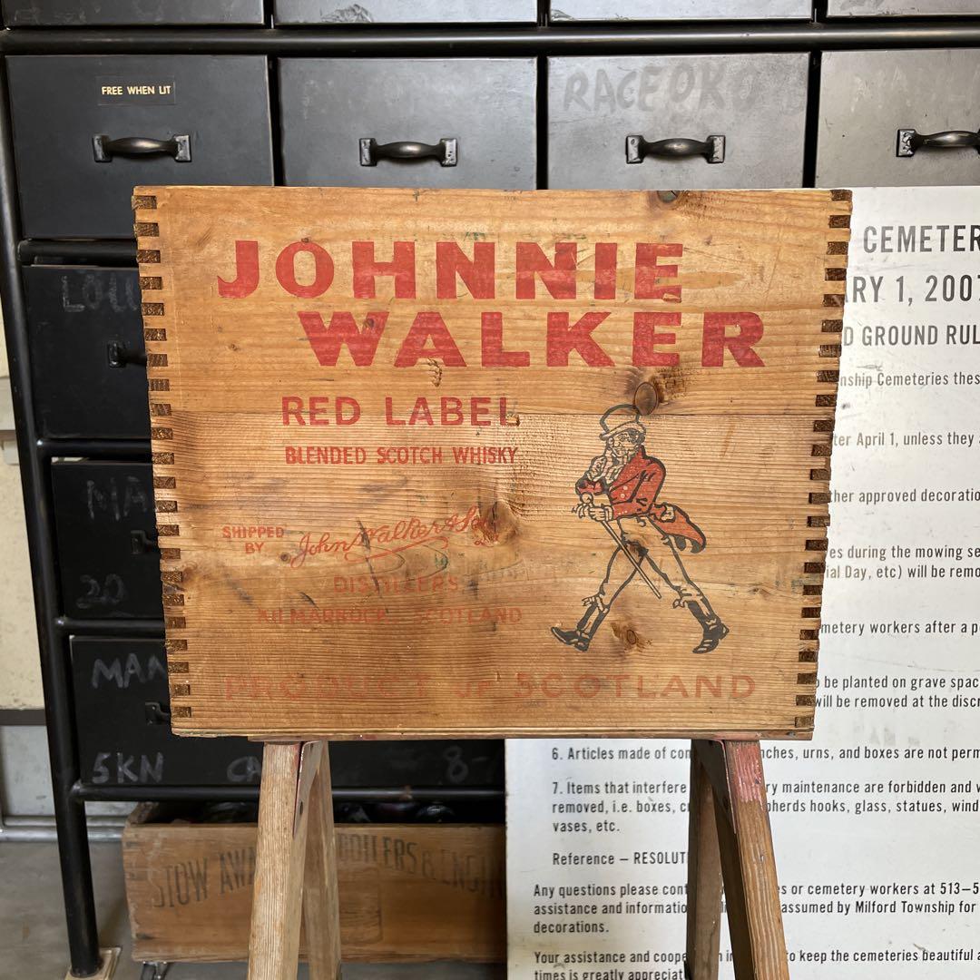 ヴィンテージ Johnny Walker 木箱 ウッドボックス クレート 蚤の市
