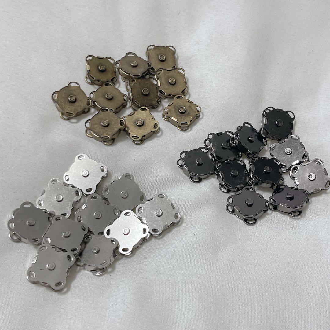 30個　磁気スナップ直径14mm メタルボタン　縫い付け用マグネットクラスプ