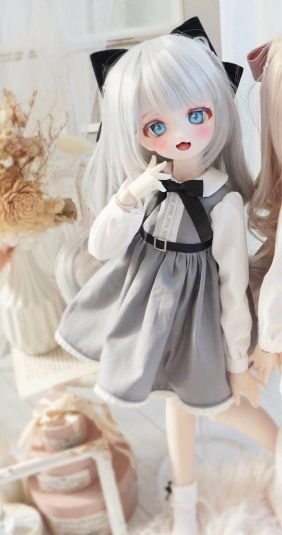 ちえ様♡専用/お洋服N°32 MDDサイズドール服 ぷちどるちぇ お嬢様ワンピース グレー