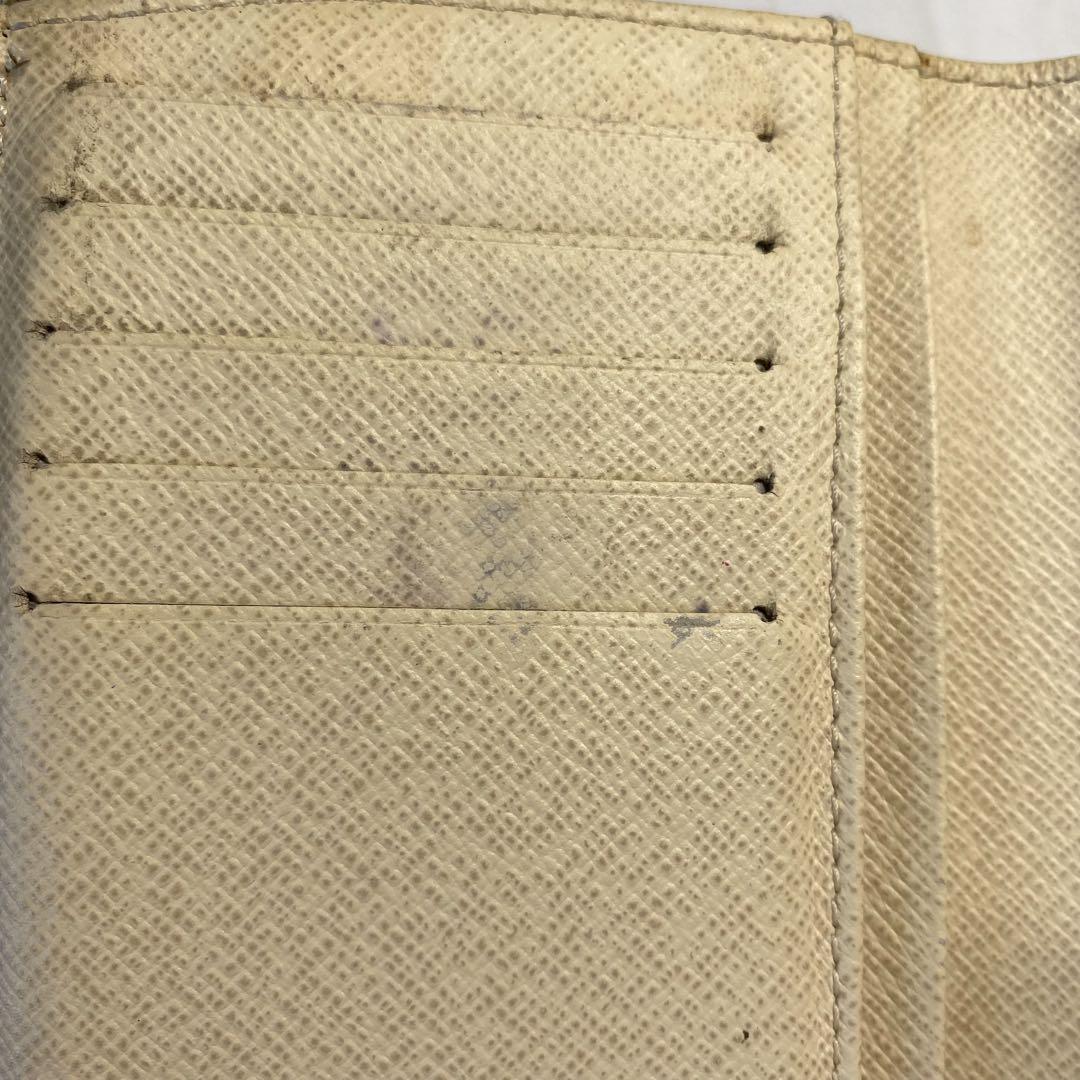 LOUIS VUITTON  ダミエ がま口二つ折り財布 アイボリー/グレー