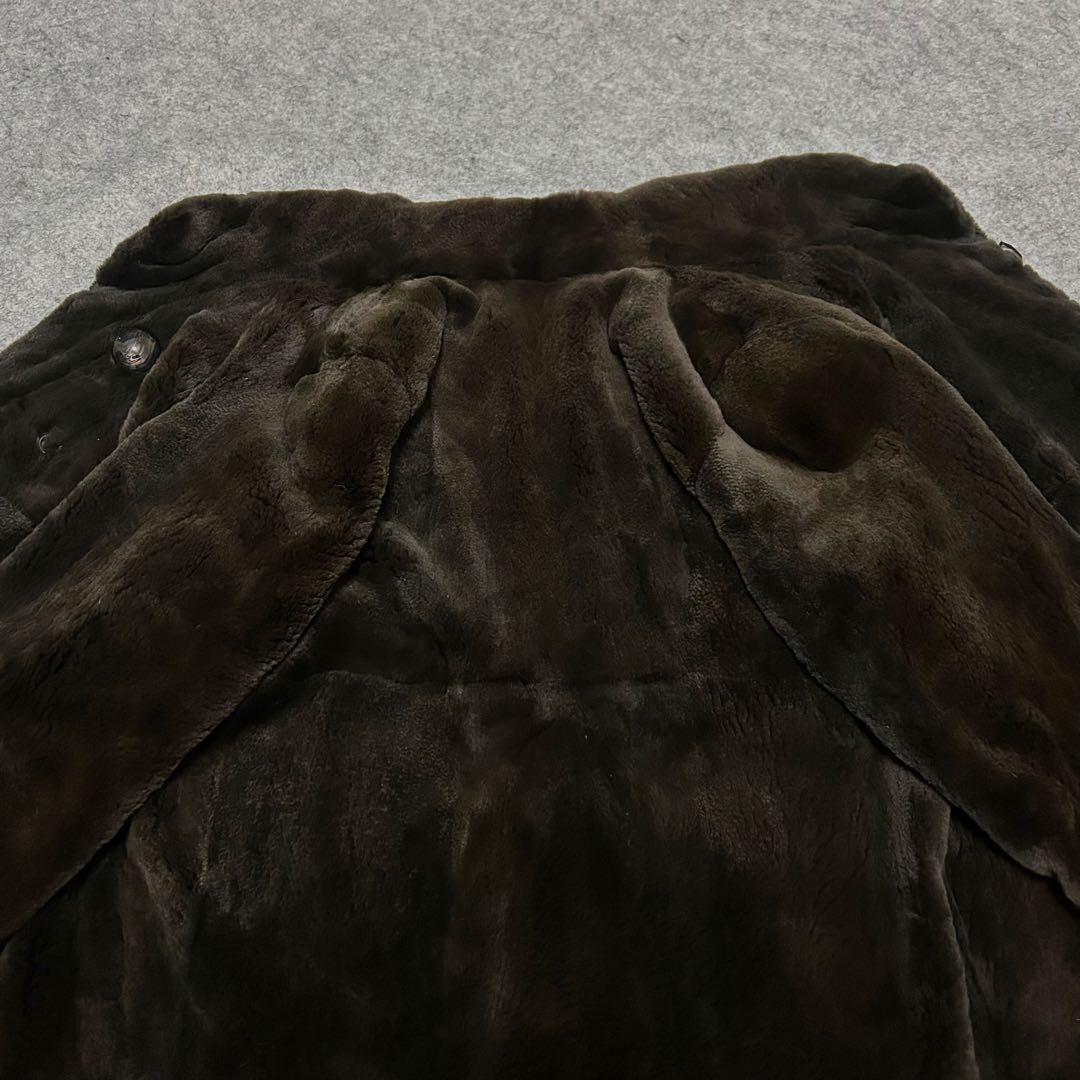 銀サガ 毛皮 コート リアルファー シェアード ダークグリーン 裾幅 約181