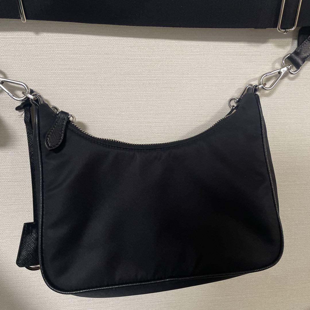 PRADA 黒 ナイロン バッグ チェーンストラップ 小型ポーチ付き