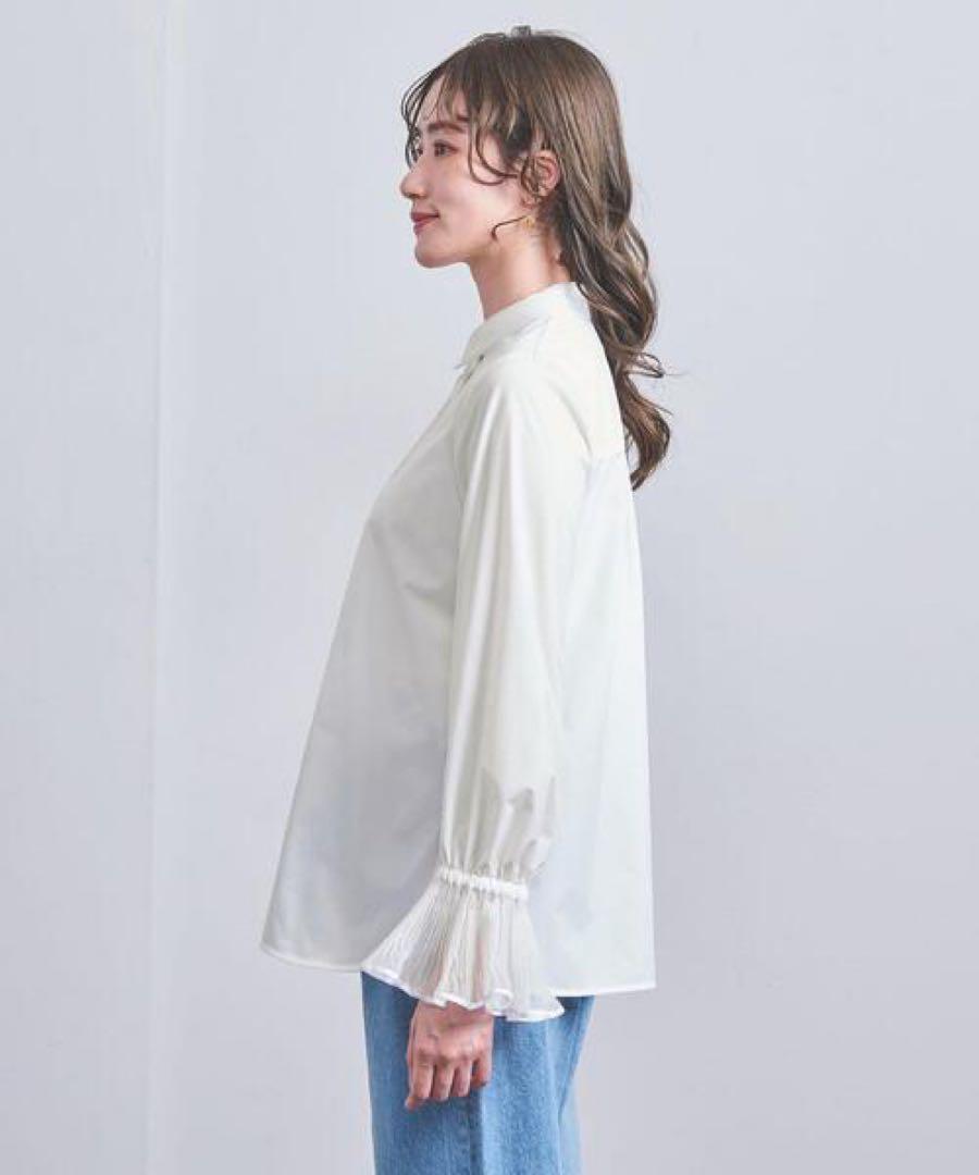 UNITED ARROWS オーガンジープリーツ カフス ブラウス