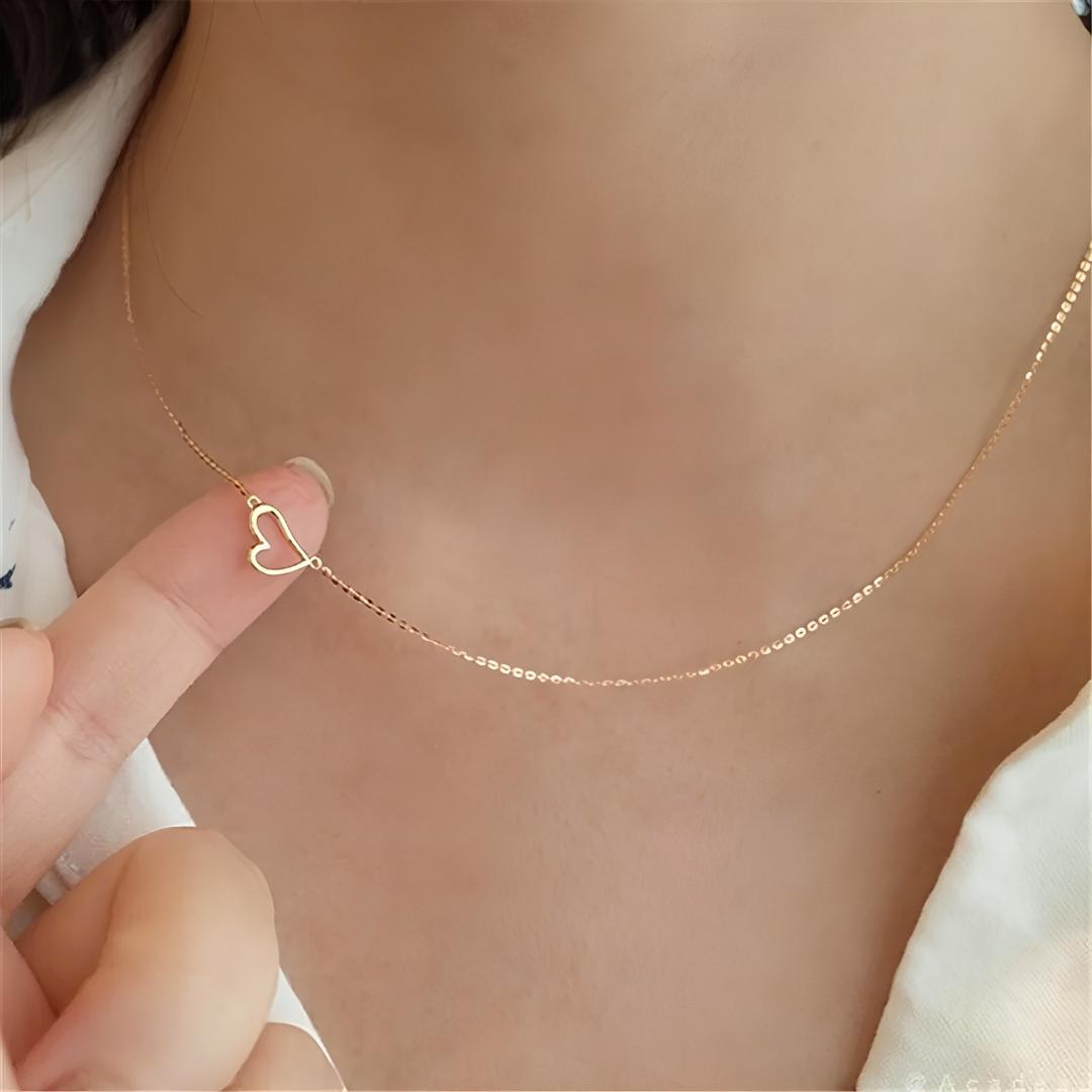 n193a【華奢見せ✧】ハートネックレス　K18仕上げ　繊細ライン　ギフト無料 n193a【華奢見せ✧】ハートネックレス K18仕上げ 繊細ライン
