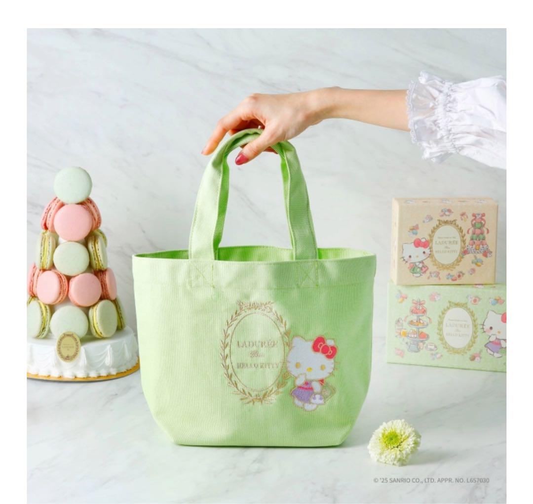 いま人気のアイテム 入手困難】ラデュレLADURÉE ハローキティ グリーン トートバッグ バッグ