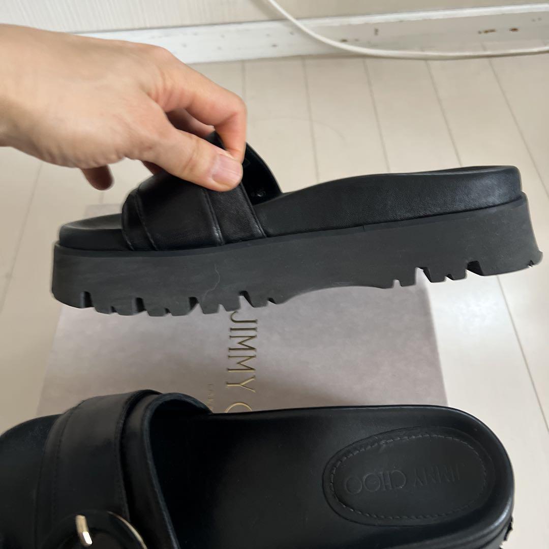 ジミーチュウ　MAITI FLAT ブラック36サイズ　（レザー厚底） ジミーチュウ MAITI FLAT ブラック36サイズ （レザー厚底）