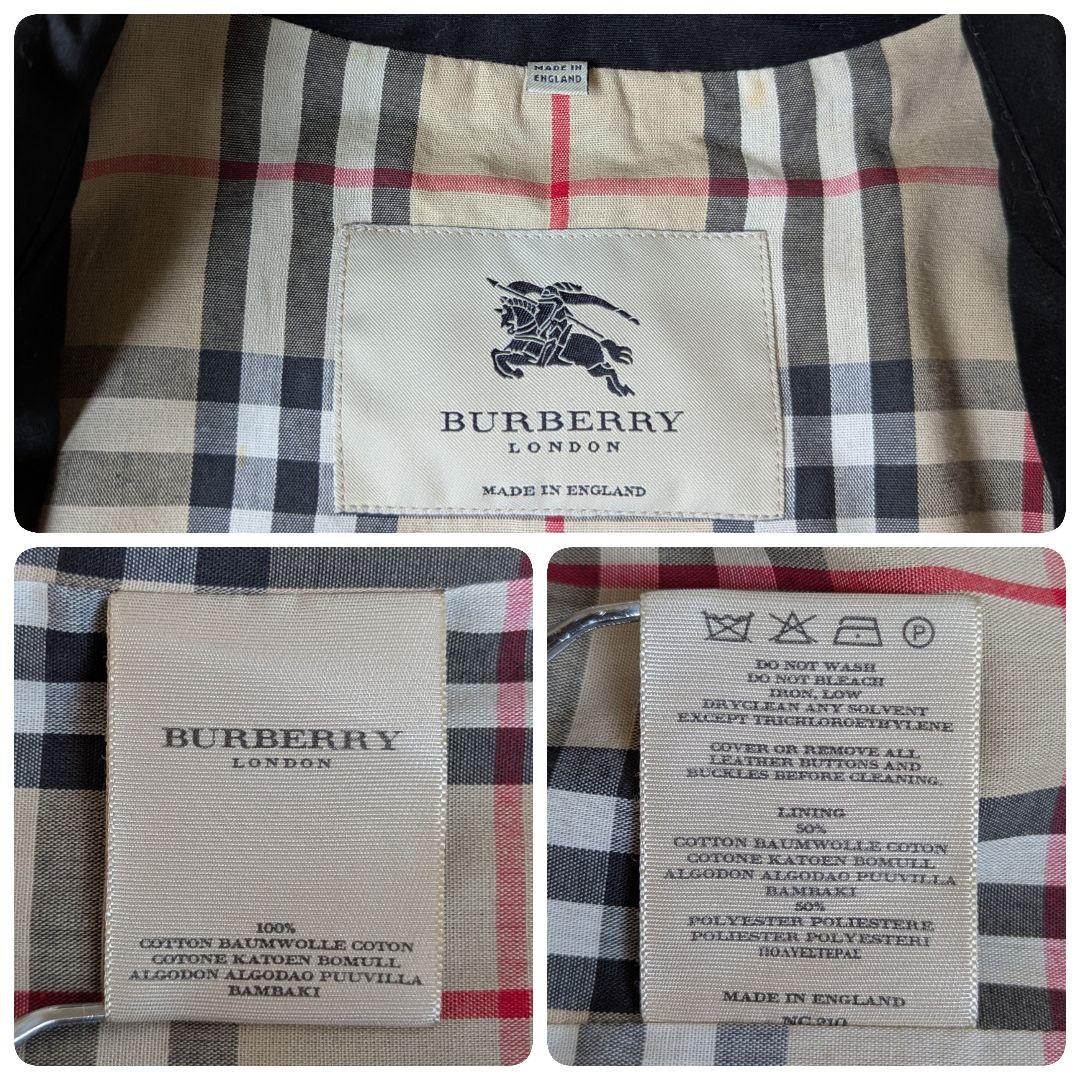 BURBERRY バーバリー ステンカラーコート ブラック ノバチェック 46
