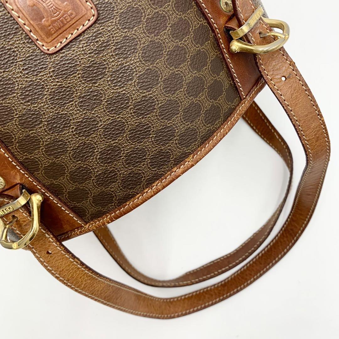 良品】CELINE トートバッグ マカダム柄 バケツ型 肩掛け◎ ブラウン