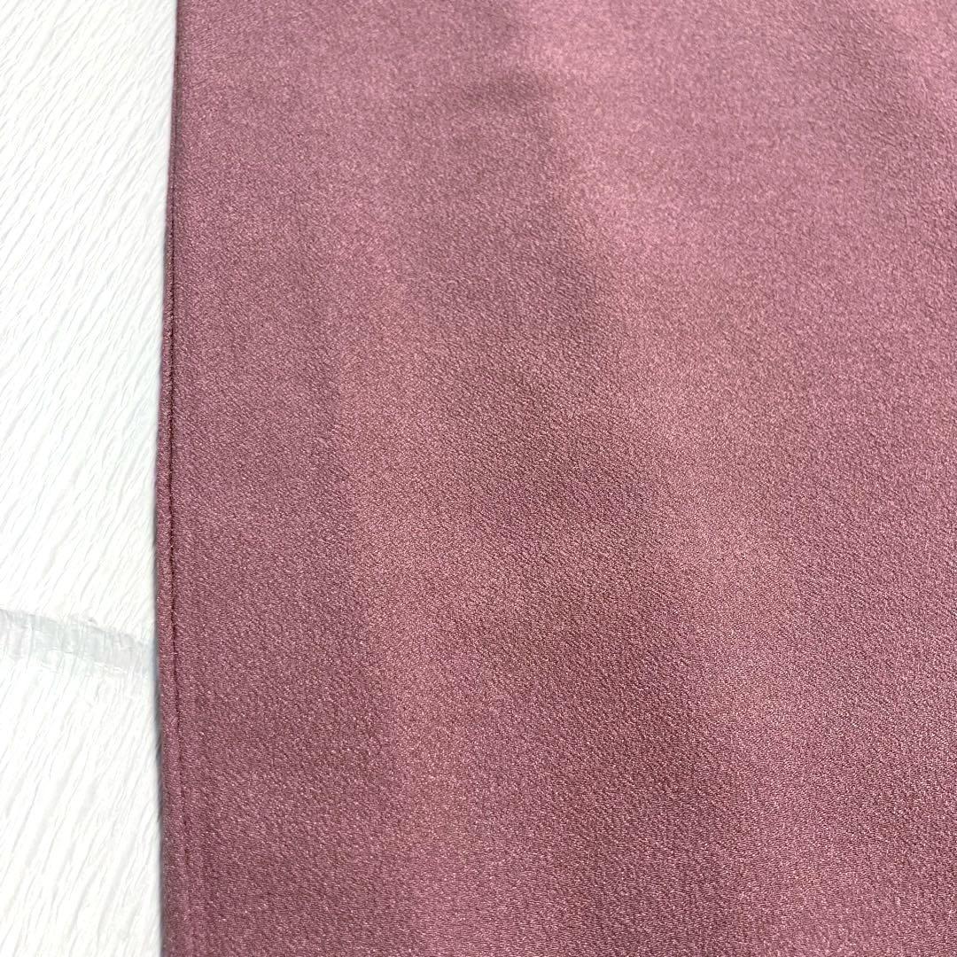 【美品✨】洗える着物　単衣　色無地　手縫い仕立て　くすみの紫がかった赤色　I2