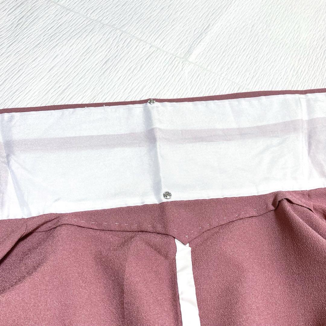 【美品✨】洗える着物　単衣　色無地　手縫い仕立て　くすみの紫がかった赤色　I2