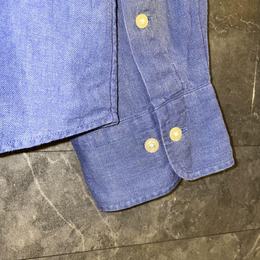 Ralph Lauren ラルフローレン リネン　長袖シャツ　XLサイズ　青