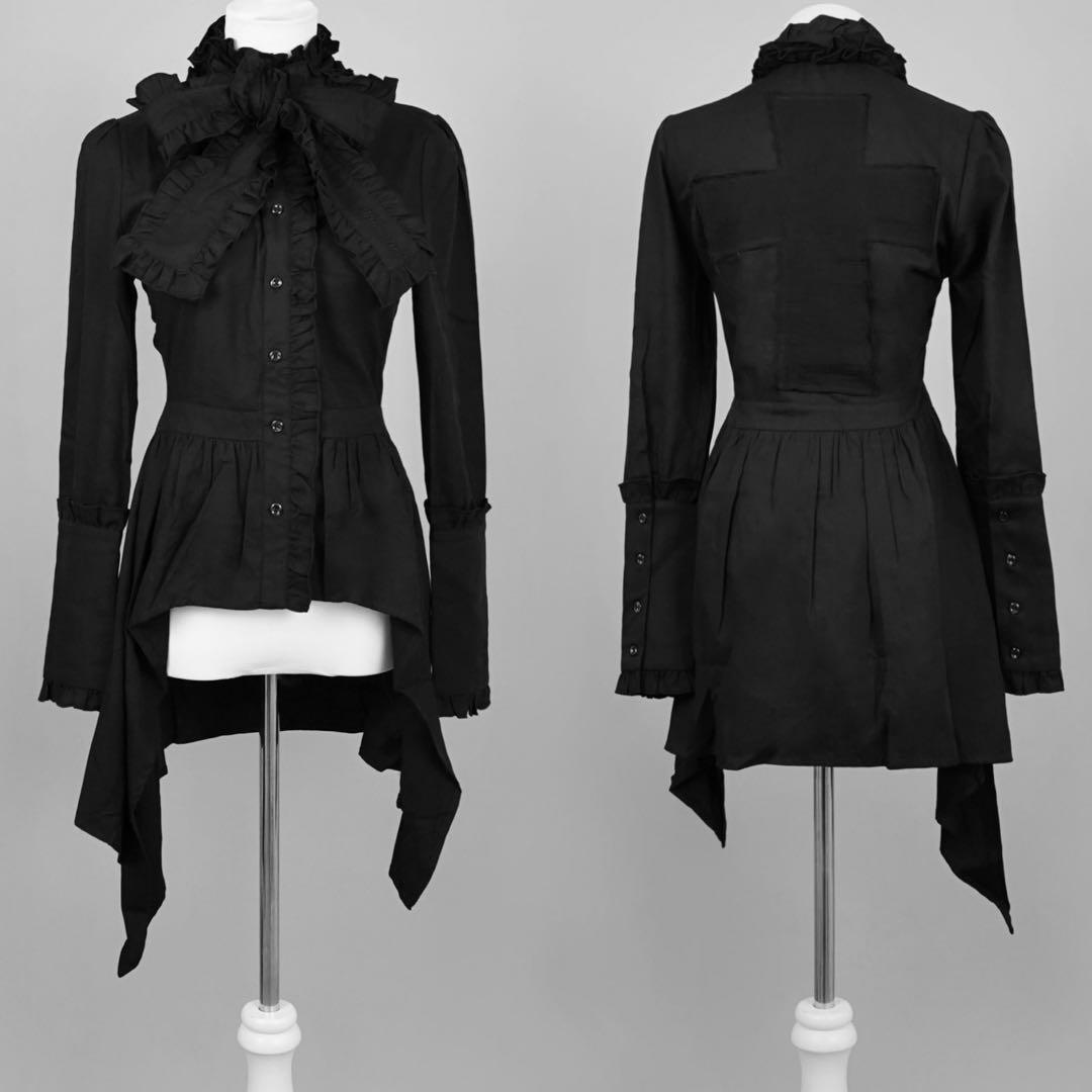 DimMoire イレヘムリボンブラウス　ふんわりフリルスカート　BLACK