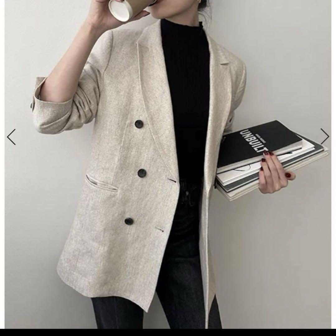 アニュアンス anuans リネンダブルテーラードジャケット （BEIGE