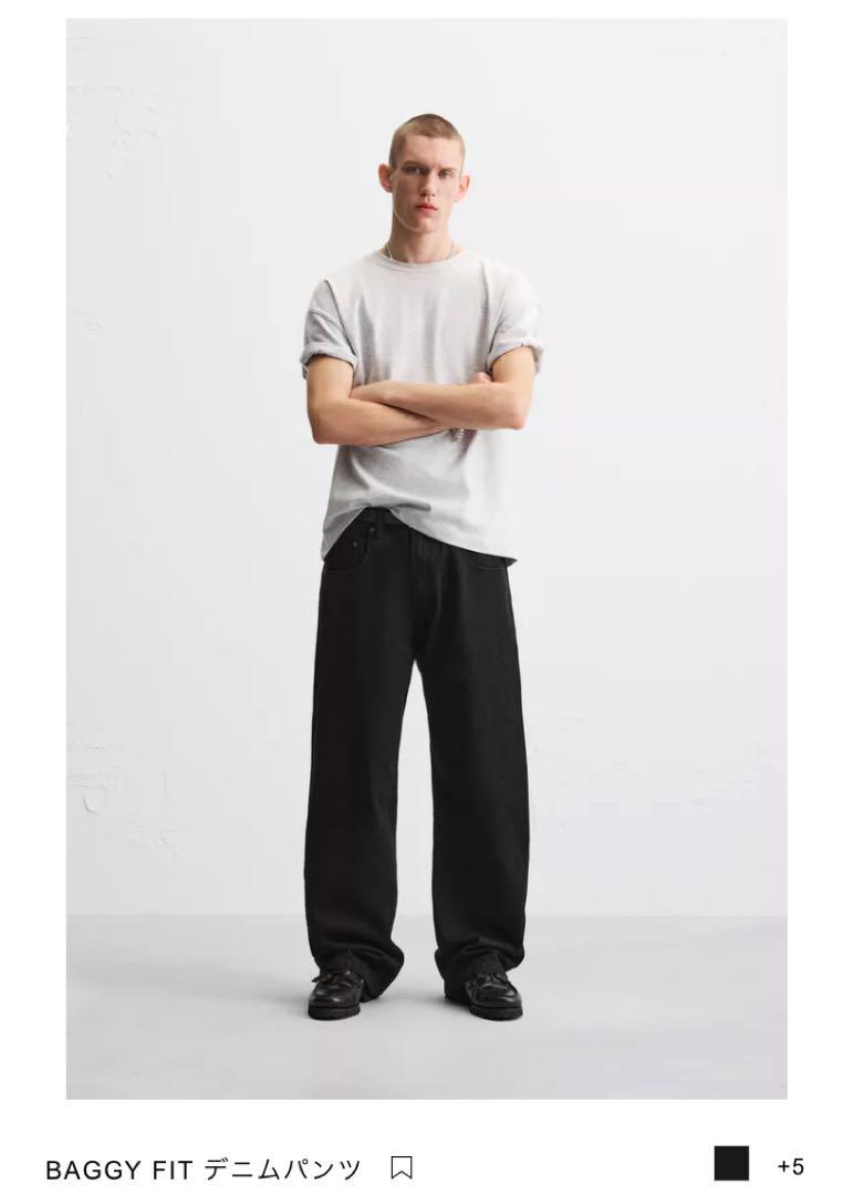 ZARA ザラ メンズ バギー デニム パンツ ブラック 美品 2025年春夏 5,502円