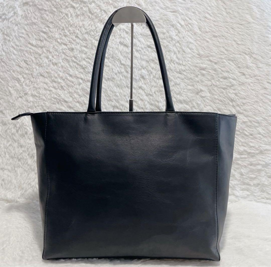 [美品] UNITED ARROWS トートバッグ　オールレザー　ダークネイビー