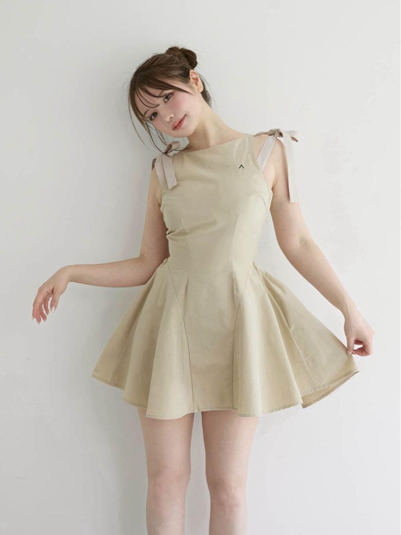andmary Jozy ribbon flare mini dress