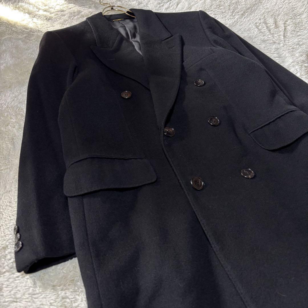 美品＊キンロックアンダーソン　高級カシミヤ100　ダブルチェスターコート　M 黒