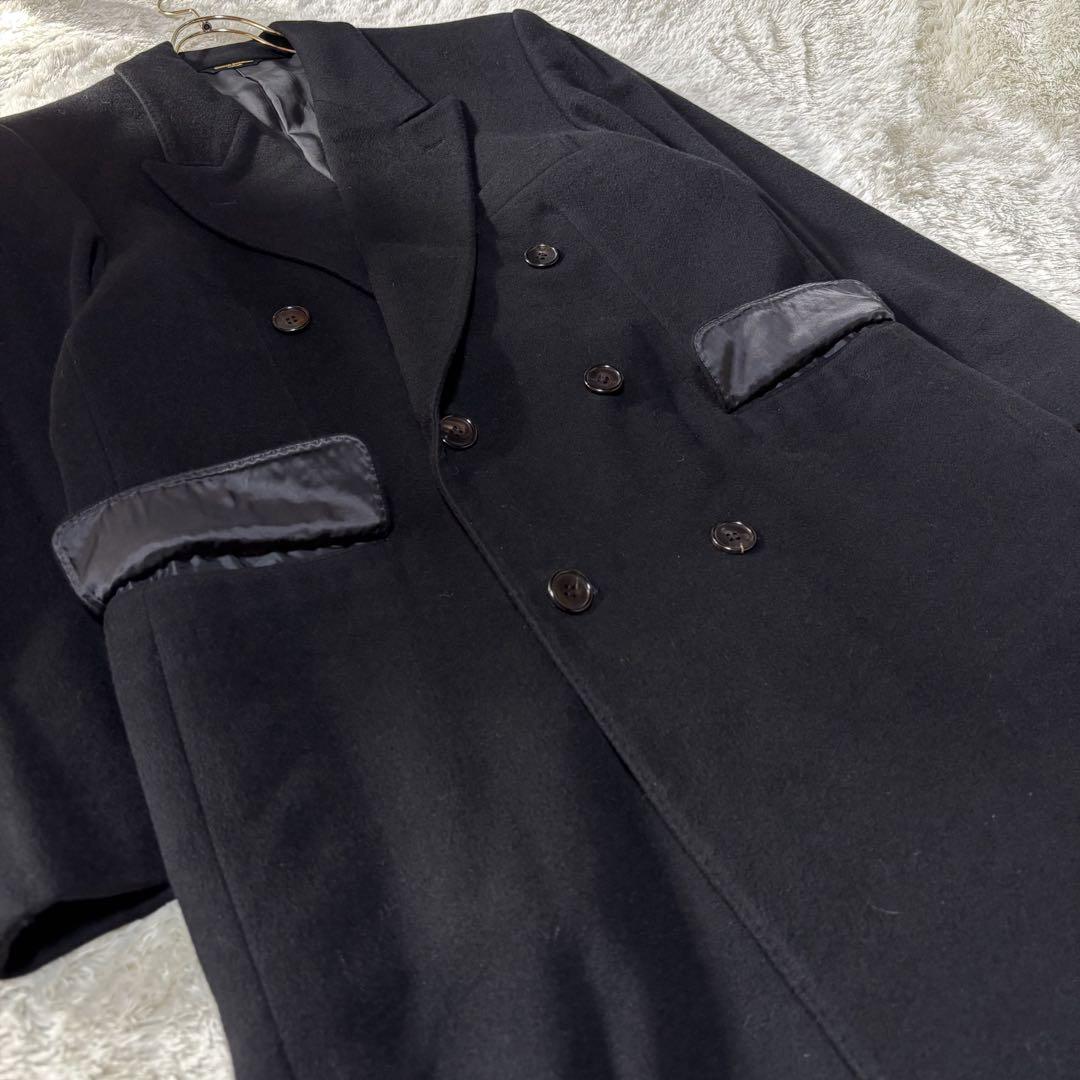 美品＊キンロックアンダーソン　高級カシミヤ100　ダブルチェスターコート　M 黒