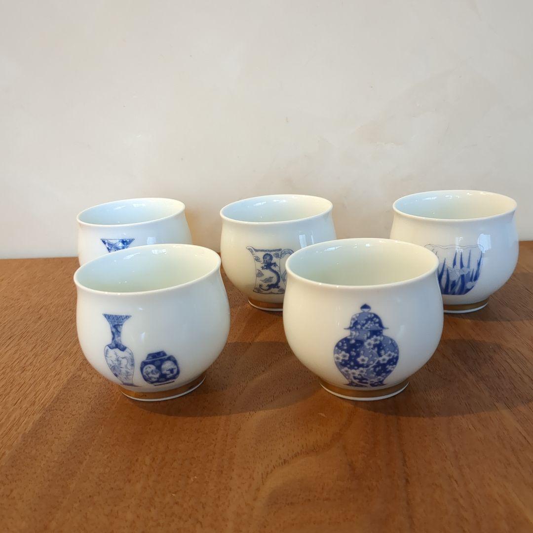 深川製磁　ブルーチャイナ　玉露碗5客セット