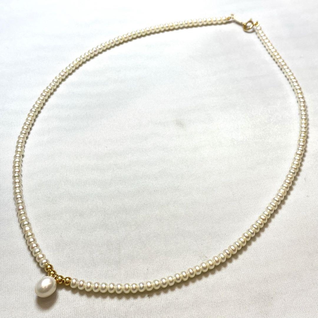 美品【k18 本真珠 細厘 ベビーパール 】 ネックレス 3 8～4 0mm】美品 ミキモト アコヤ ベビーパール ネックレス K18
