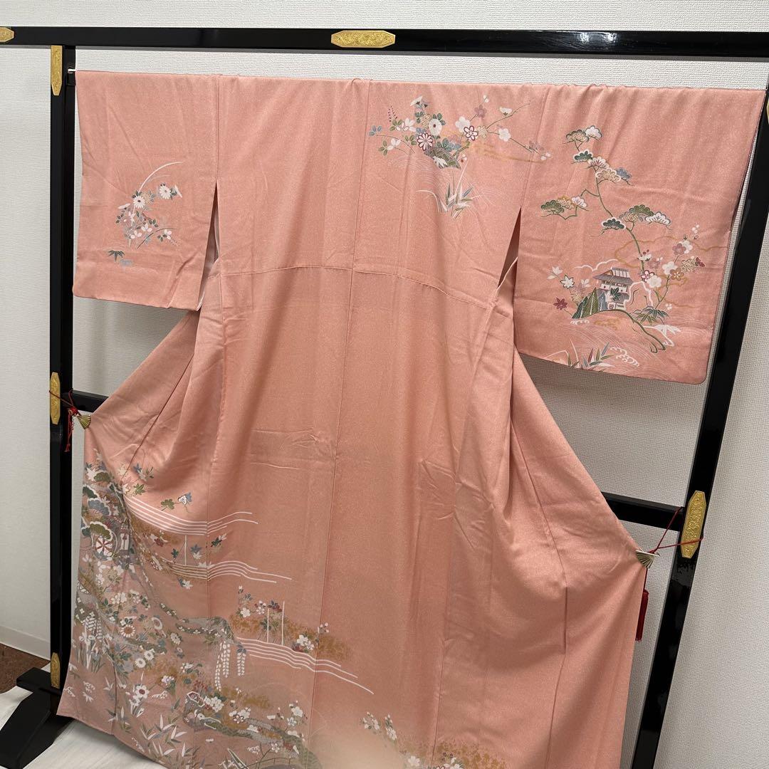 刺繍 金駒刺繍 裄68 金彩 上品 紋無し 付下げ 正絹 AK-5034 刺繍 金駒刺繍 裄68 金彩 上品 紋無し 付下げ 正絹 AK-5034