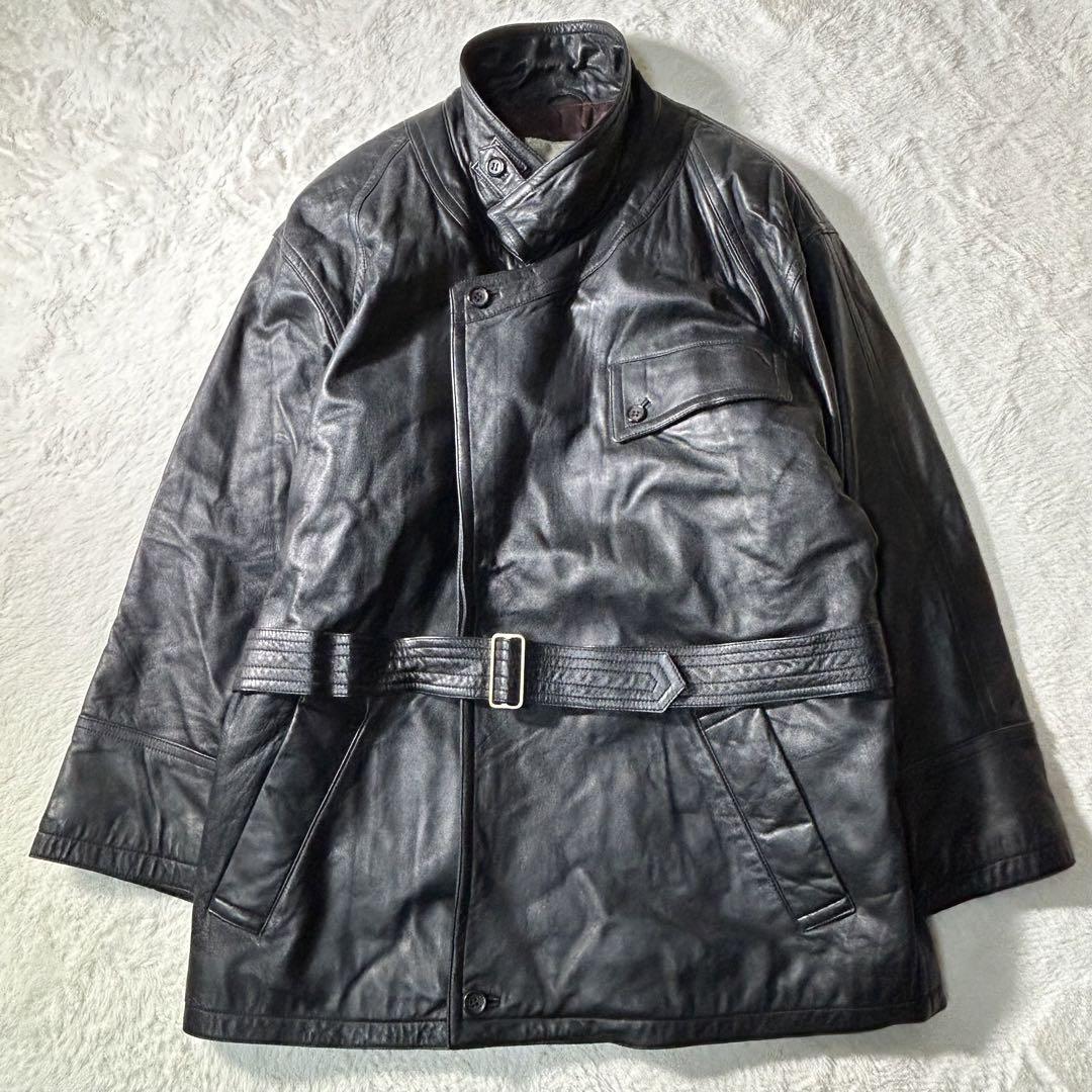 90s OLD JUN MEN ジュン　モーターサイクル　レザー　コート