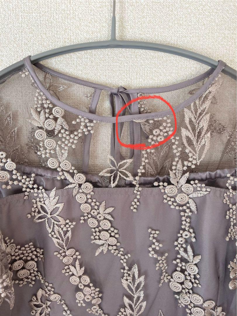 niana 刺繍レース バックリボン パーティードレス ラベンダー