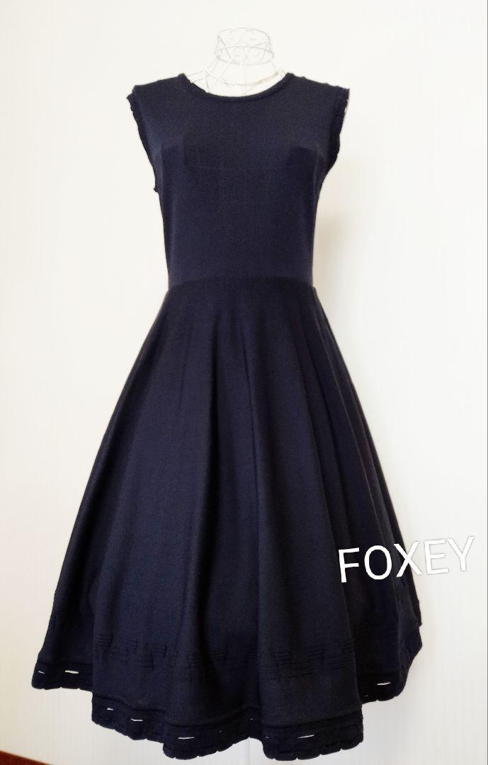 ☆FOXEYフォクシーニットワンピースダークネイビー40☆