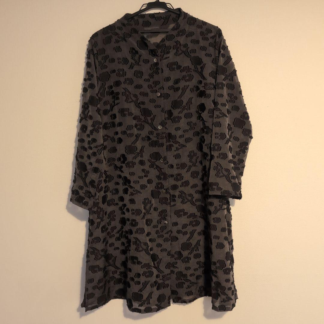 美品　群言堂　綿シルク　ジャガード　梅柄