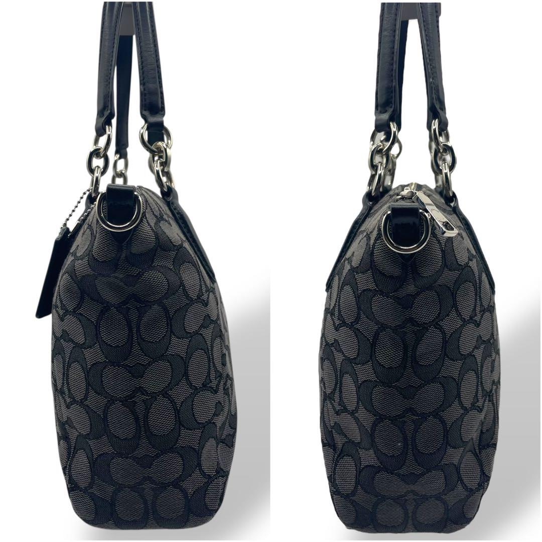 極美品 coach コーチ トートバッグ 黒 シグネチャー キャンバス