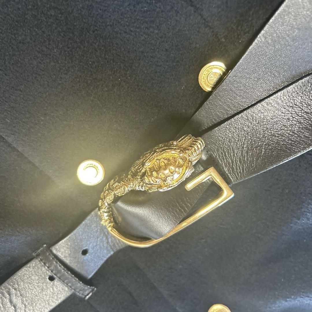 希少】GUCCI グッチ 金ボタン カシミヤ混 革 金タイガーベルト 希少】GUCCI グッチ 金ボタン カシミヤ混 革 金タイガーベルト