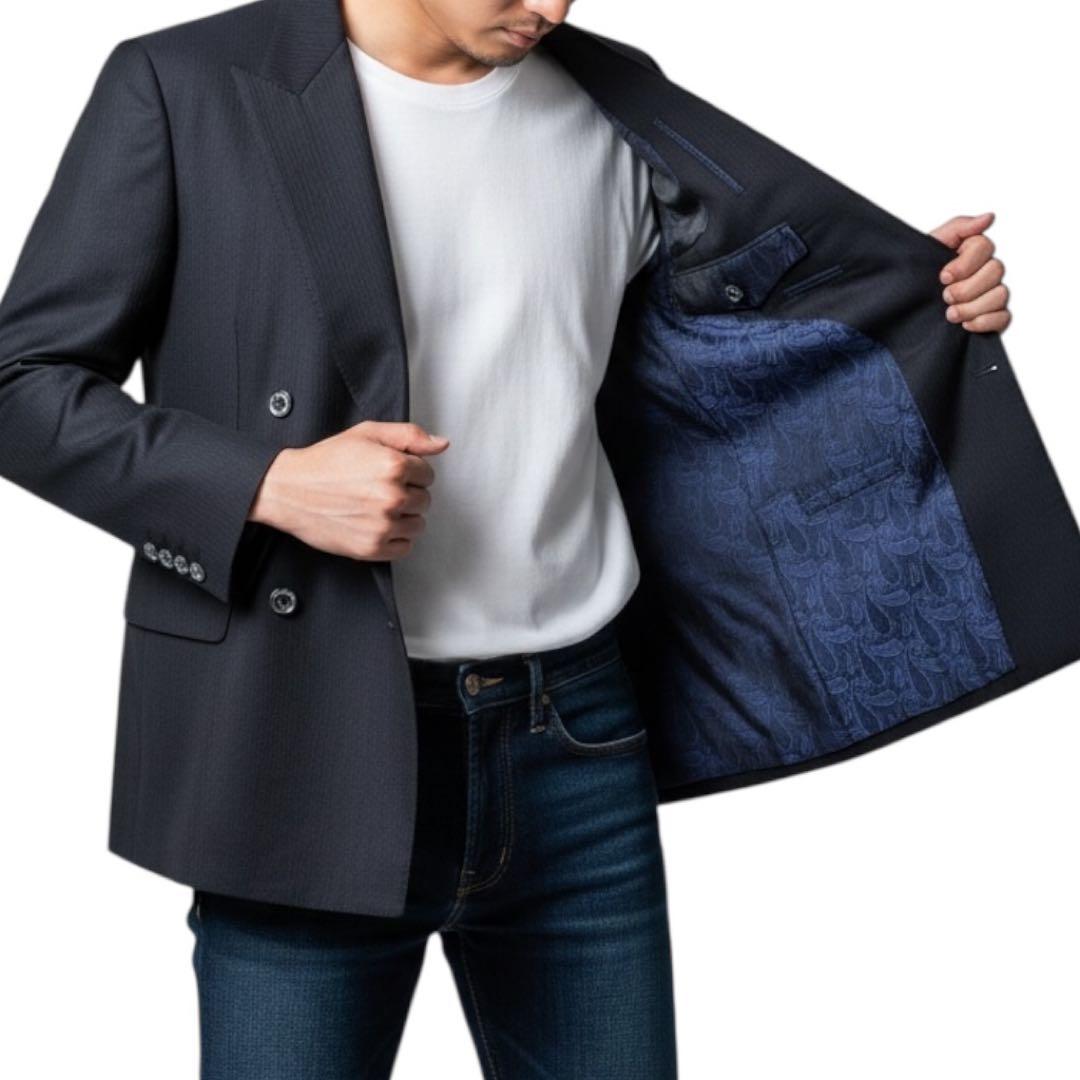 美品】ダンヒル dunhill ダブル ジャケット ネイビー ウール100 - メルカリ