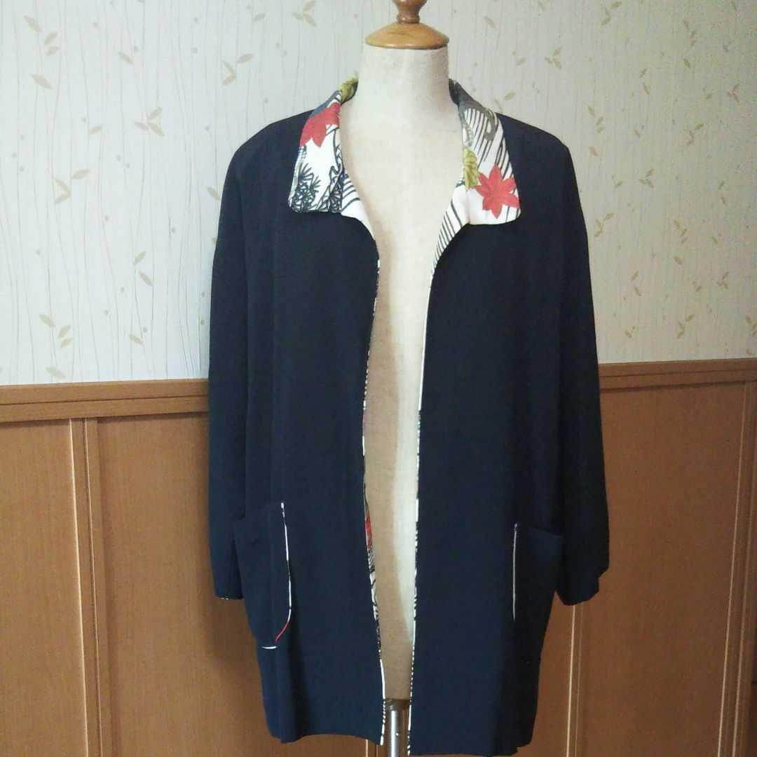 シルク100% ハンドメイド 黒ロングジャケット