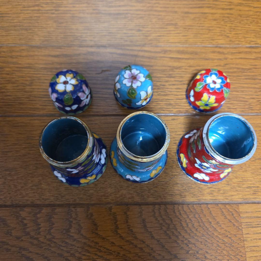 七宝焼 爪楊枝入れ 小物ケース 中国民芸品 中国雑貨 3つセット - メルカリ