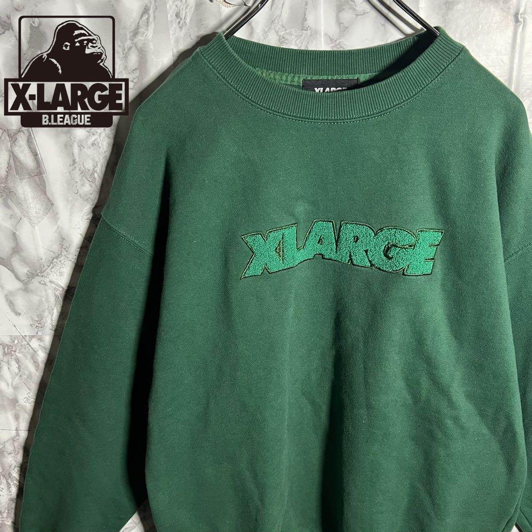 大人気】XLARGE スウェット XL パイル地ロゴ センターロゴ-