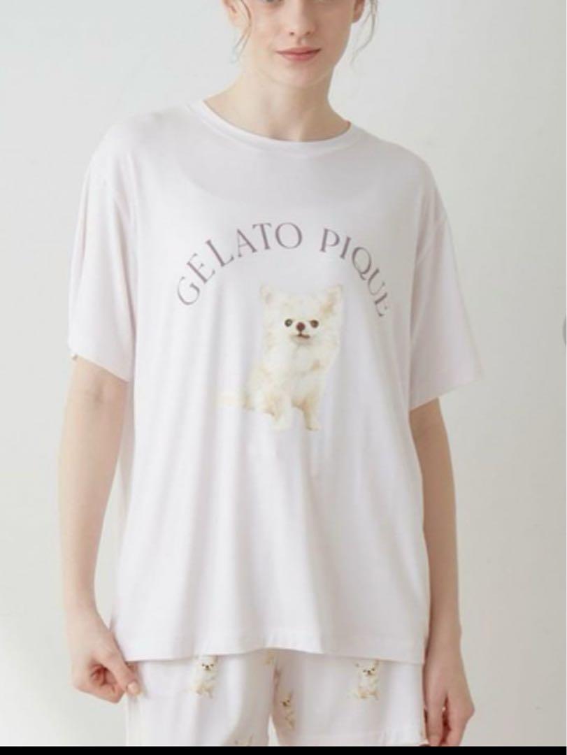 新品】ジェラピケ DOG柄ワンポイントTシャツ&ロングパンツ