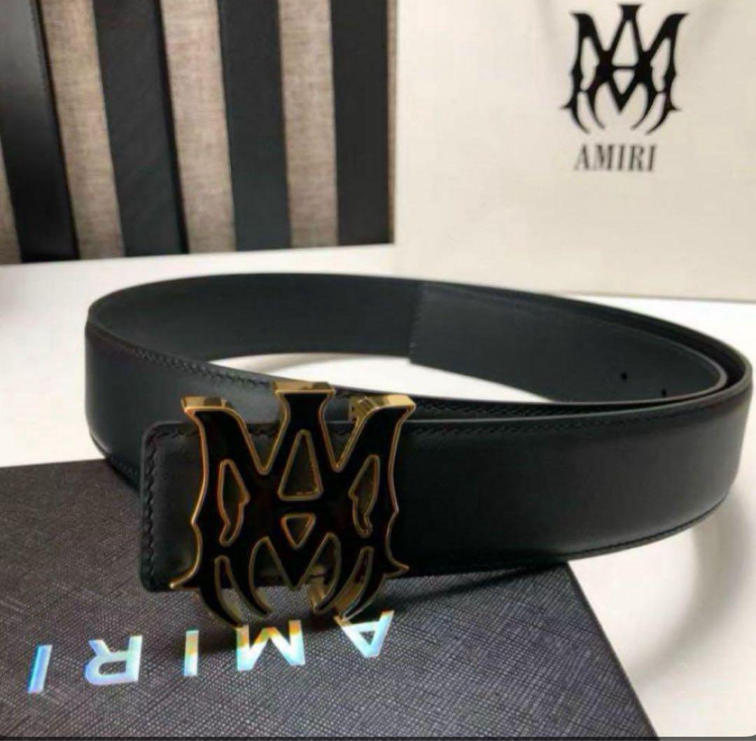 AMIRI MA Belt Black/Gold in Leather - JP